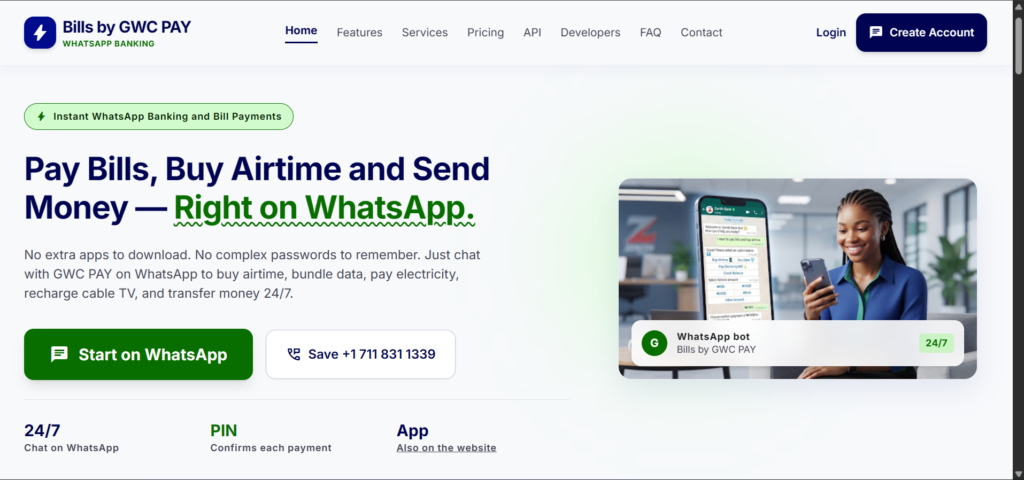 Instant WhatsApp Banking and Bill Payments